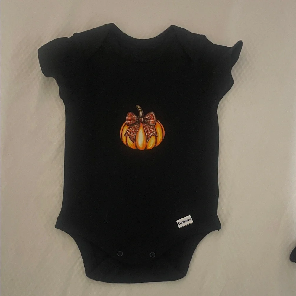 Gerber Black Bodysuit with Pumpkin Design